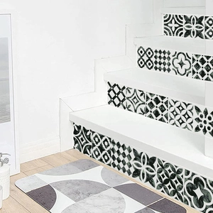 Black and white mandala geometric pattern PVC self-adhesive wall stickers for stairs