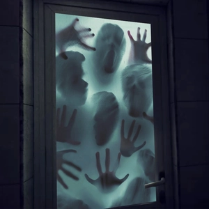 Adhesivo de Ventana de Terror de Halloween PVC Impermeable Huella de Sangre Sombra Fantasma Decoración para Fiesta de Casa Embrujada