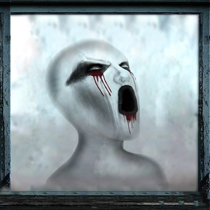 Creepy Halloween screaming ghost mask with blood drips for horror window decoration