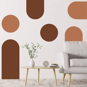 Bohemian arch wall stickers in earthy tones for modern living room and bedroom decor