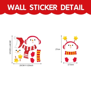 Makroansicht Weihnachts-Schneemann DIY Wandsticker Set mit detaillierten Maßen
