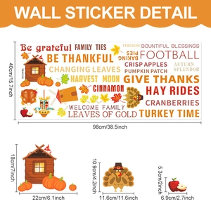 Autumn Thanksgiving window stickers with pumpkins, maple leaves and Be Thankful text