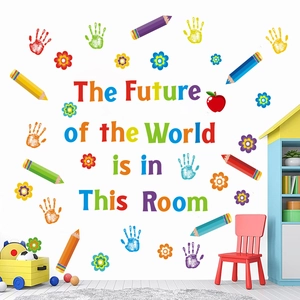 Colorful inspirational wall stickers for classroom with The Future of the World slogan