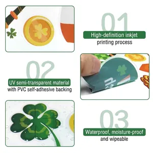 Waterproof PVC St. Patrick's Day window stickers with shamrocks and gold coins