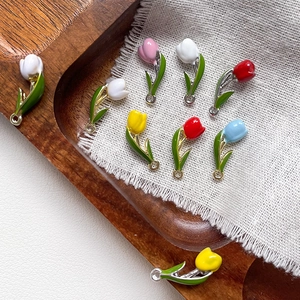 Tulip Flower Pendant 3D Alloy Enamel Charms For DIY Jewelry Making Earrings Necklace Accessories Multi Color Floral Decor