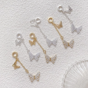 Colgante de Mariposa con Cadena de Extensión Hueco con Diamantes de Imitación para Joyería DIY Cadena de Seguridad
