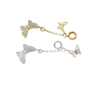 Cadena de extensión de mariposa bañada en oro 14k con circones para joyería DIY