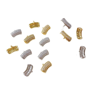 Pave crystal curved tube pendant connector in gold and silver plating for DIY jewelry