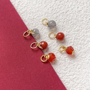 Natural stone persimmon and lantern pendants in grey labradorite and red carnelian