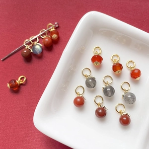 Handmade persimmon-shaped natural stone pendants with 18k gold plated copper findings