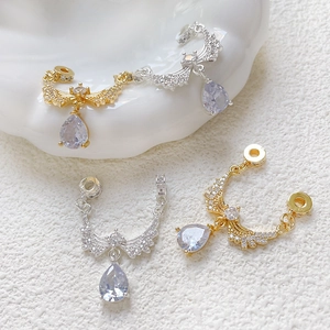 Ciondoli ali d'angelo in oro 18k e argento con pietre di luna a goccia per bijoux fai da te