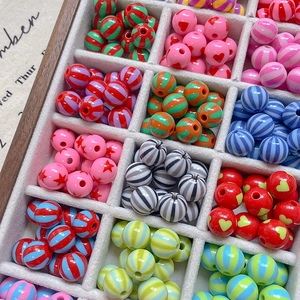 Colorful striped acrylic beads set with heart and star patterns for DIY jewelry making