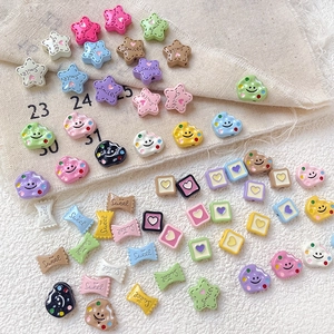 Breloques de Bijoux DIY en Alliage Émaillé Double Face Forme de Cœur Étoile Visage Souriant Bonbon Biscuit pour Fabrication de Bracelet Collier