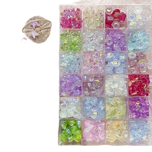 DIY colorful glass bead set with sea shells and starfish shapes in a 24-grid organizer box
