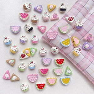 Perles en résine colorées en forme de cupcake et pastèque pour création de bijoux DIY