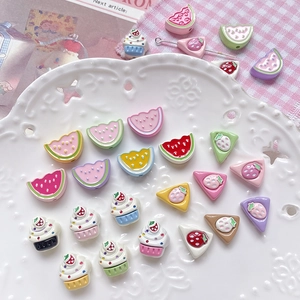 Perles de Dessert en Émail en Alliage de Couleur Dopamine DIY Perles en Vrac Faites à la Main pour Chaîne de Téléphone Bijoux Cupcake Pastèque