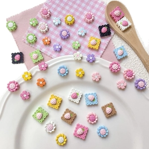 Colorful strawberry and sunflower resin beads for DIY bracelets in sweet macaron tones