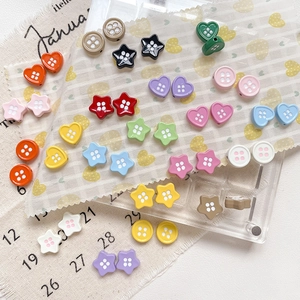 Colorful star and heart shaped alloy beads with button design for DIY jewelry making