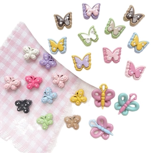 Colorful butterfly resin beads for DIY bracelets and phone chain accessories in macaron tones