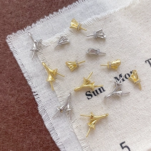 Gold and silver tulip flower pearl caps with micro-inlaid zircons for DIY jewelry