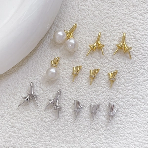 14k gold plated pearl pendant settings with cubic zirconia for DIY jewelry making