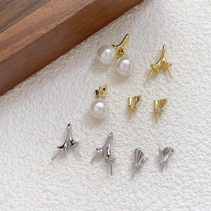 Elegant 14k gold plated tulip zircon pearl pendant charms for DIY jewelry making