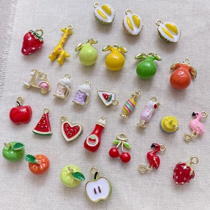 Charm's colorés en émail fruits et animaux pour la fabrication de bijoux DIY