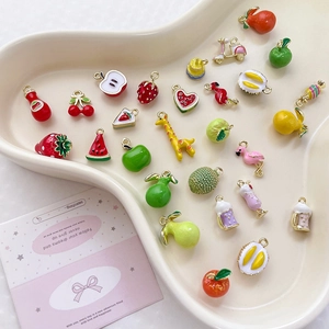 Pendentifs en émail coloré en forme de fruits et d'animaux pour la création de bijoux DIY