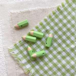 Set of six vibrant green pencil charms for DIY jewelry making and handmade crafts