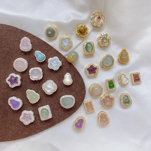 Dijes de Joyería de Cobre Chapado en Oro Con Circonia Jadeita Ojo de Tigre para Accesorios de Fabricación de Pulseras Collares DIY Hulu Trébol