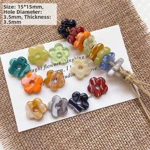 Close-up of 15mm hollow glass flower beads for DIY jewelry with detailed 3.5mm hole