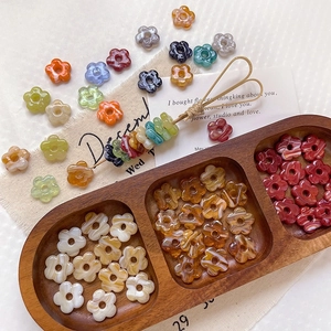 Hollow flower-shaped translucent marble textured beads for DIY jewelry making