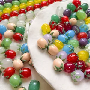 Cute Lampwork Glass Fruit Tomato Beads Handmade DIY Jewelry Making Accessories Colorful Fruit Series Loose Beads For Bracelet Necklace