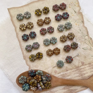 Perles de fleurs en verre tchèque style Picasso vintage pour création de bijoux DIY