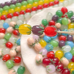 Handmade colorful glass fruit beads in tomato shapes for DIY jewelry making
