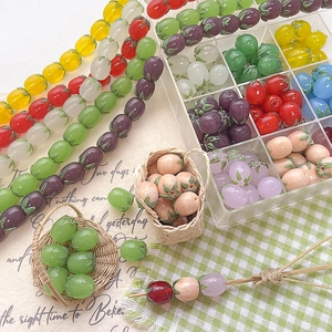 Colorful glass fruit beads in tomato shape for DIY jewelry making and handmade crafts