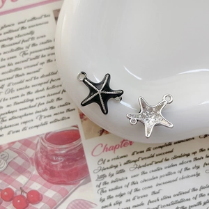 Détails des connecteurs en forme d'étoile de mer avec émail noir et paillettes pour bijoux DIY