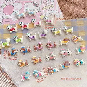 Detail view of cute checkered puppy beads for DIY jewelry with 1.5mm aperture size