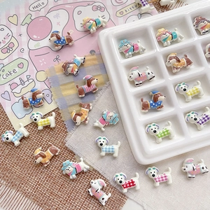 DIY colorful resin puppy charms in hat and plaid patterns for jewelry making
