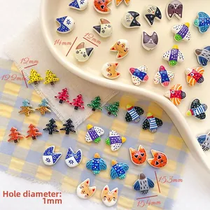 Detail of colorful ceramic animal beads with 1mm hole size for DIY jewelry making