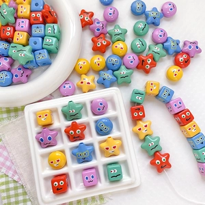 Colorful acrylic beads with cute cartoon expressions for DIY mobile chain crafting