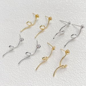 Spiral geometric pearl cup earrings accessories in gold and silver finish