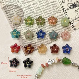 Detail of 10mm star Czech glass beads for DIY jewelry with size and hole annotations