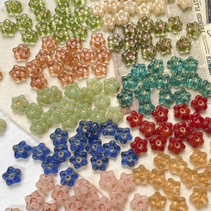 Hand Painted Vintage Glass Flower Star Loose Beads DIY Jewelry Making Accessories Material For Bracelet Necklace Craft