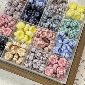 Vintage 3D Flower Glass Beads Glazed Crackle Floral Loose Spacer Beads For DIY Handmade Jewelry Making Bracelet Necklace Accessories