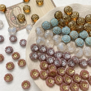 Vintage Hand Painted Czech Glass Rose Flower Round Beads For DIY Handmade Bracelet Necklace Jewelry Making Accessories