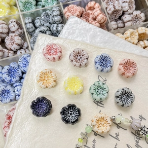 Vintage double-sided flower glass beads in multiple colors for DIY jewelry making