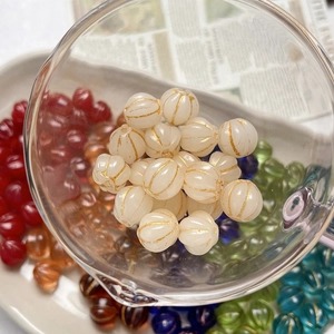 Vintage pumpkin Czech glass beads with gold lining for DIY bracelet necklace jewelry making