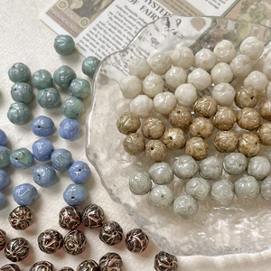 Handmade 8mm Czech Glass Rose Beads For DIY Jewelry Making Vintage Floral Relief Round Spacer Beads Craft Accessories