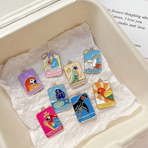 Dijes de Esmalte de Aleación de Loro de Carta de Tarot para Fabricación de Joyas DIY Pulsera Collar Accesorios Colgante de Pájaro de Dibujos Animados